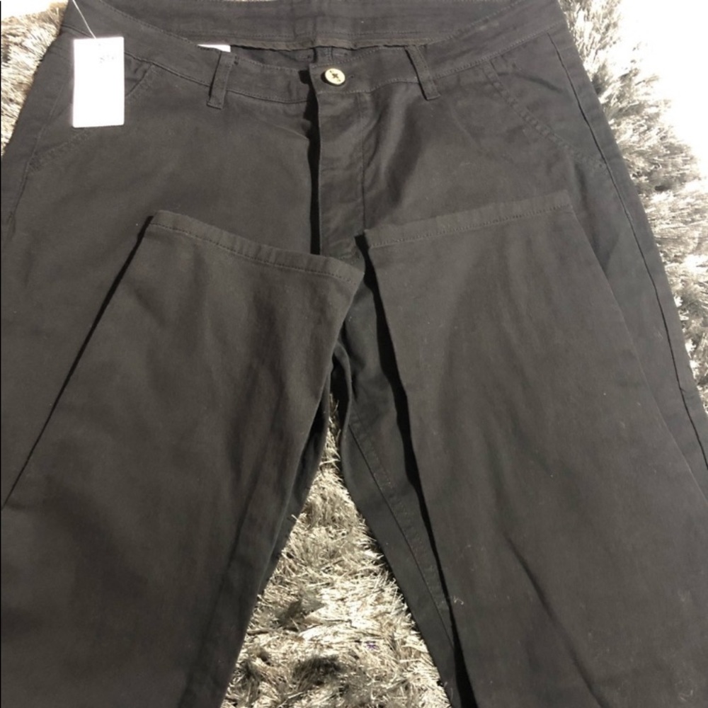 Plaid & Plain Black Skinny Fit Pants